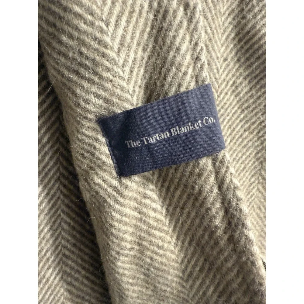 The Tartan Blanket Co Herringbone Green Recycled Waterproof Picnic 55x75